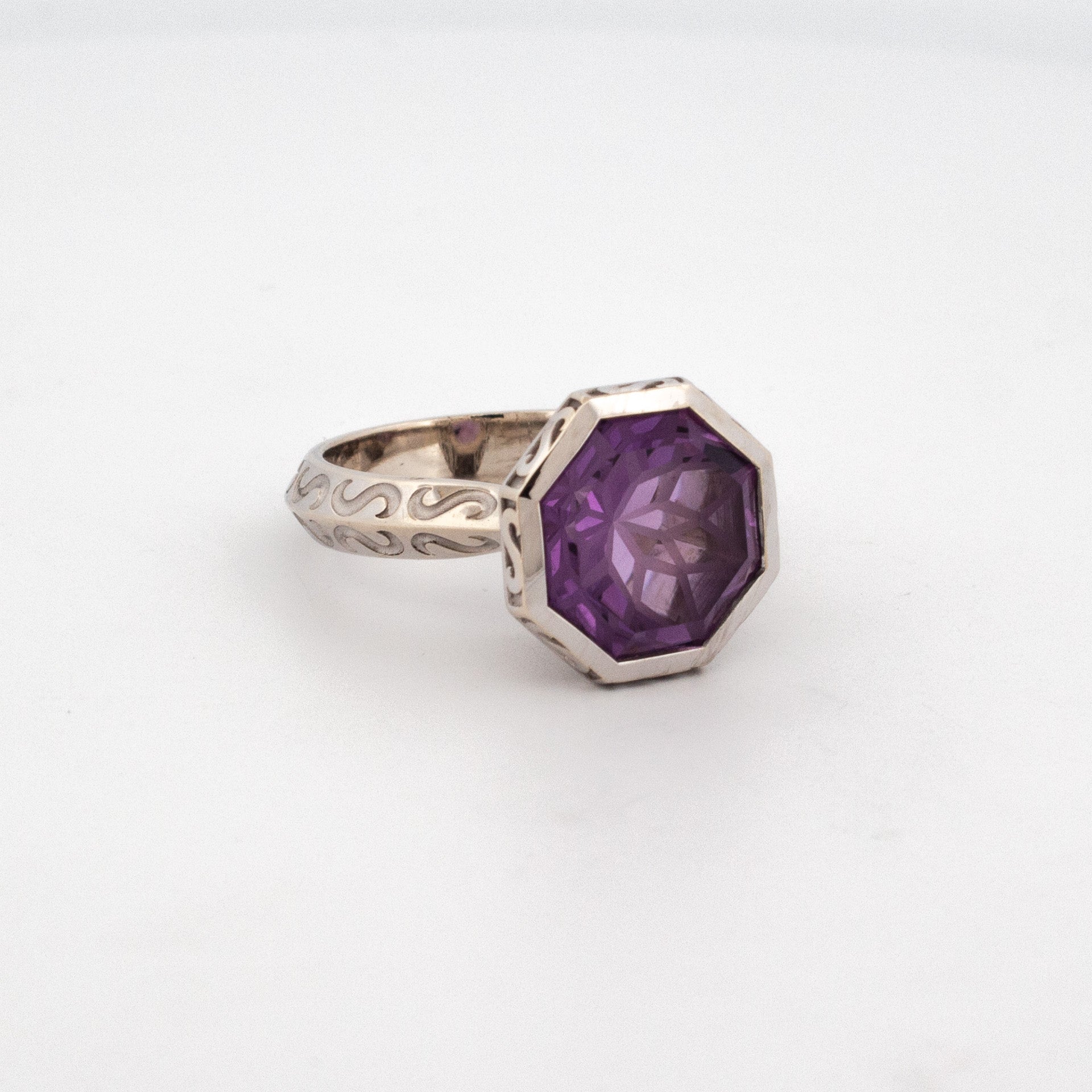 Octagonal Amethyst Titania Ring