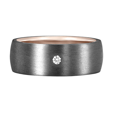 Tantalum and Diamond Ring with Rose Gold Sleeve
