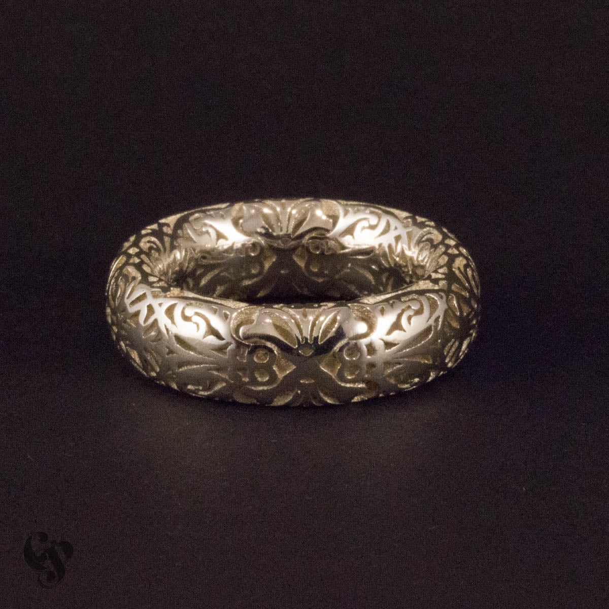 Complicated Hearts and Crossbones Fine Ring