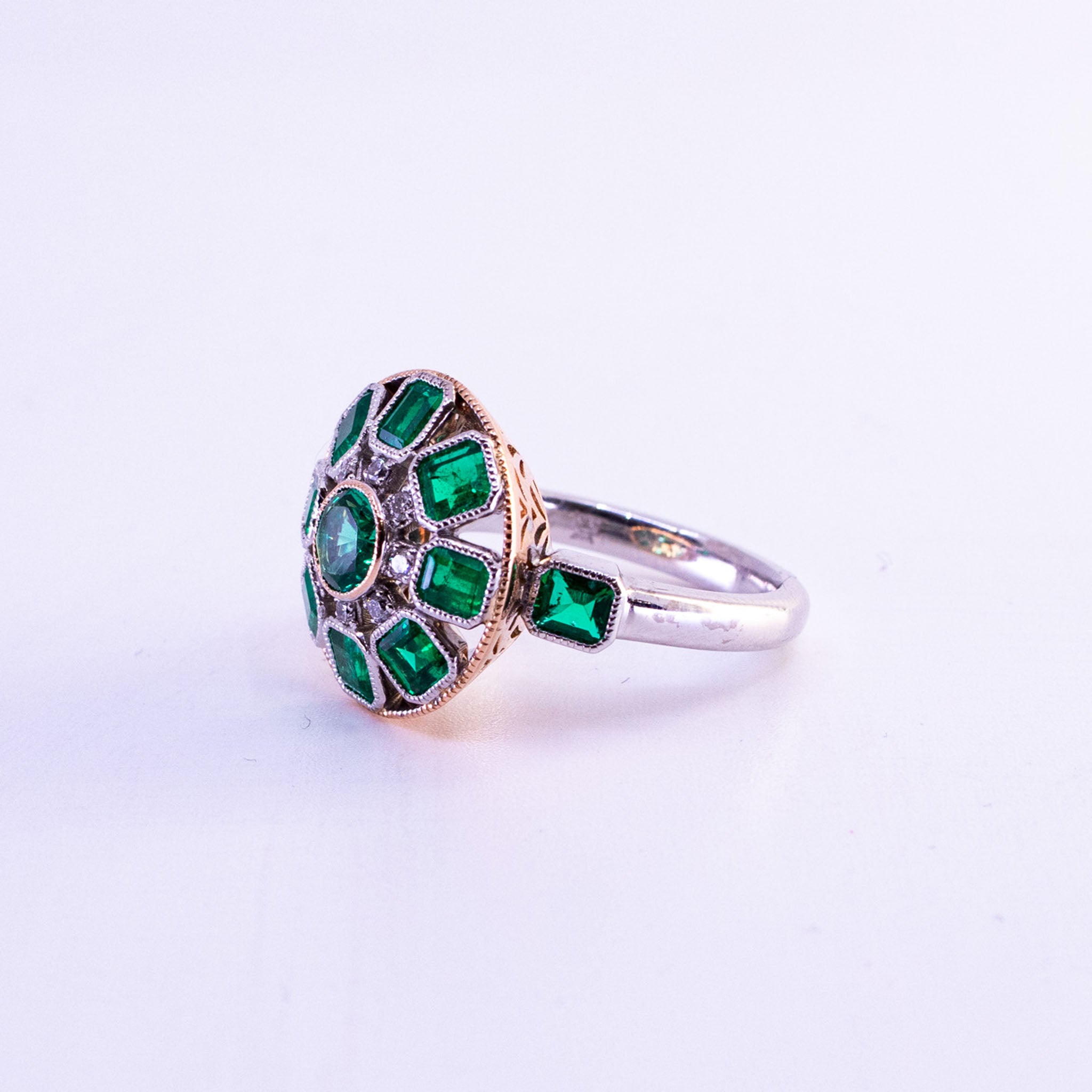 Columbian Emerald Ring with Art Deco Detail