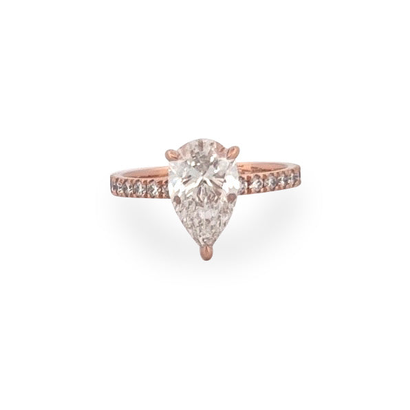 Pear Shaped Diamond Rose Gold Engagement Ring