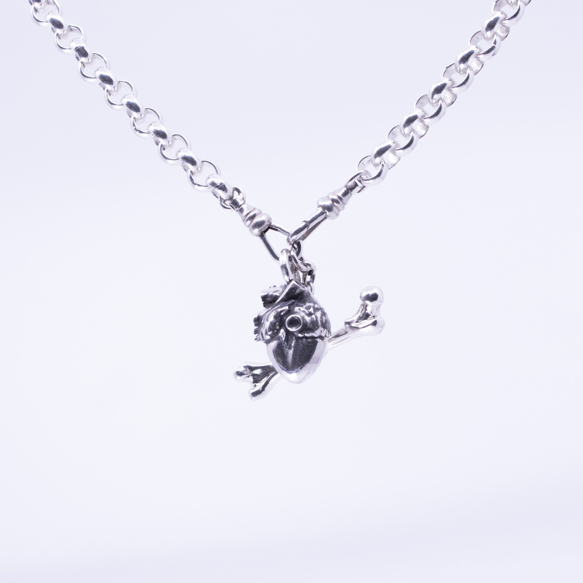Anatomical Heart and Bone Charm Necklace
