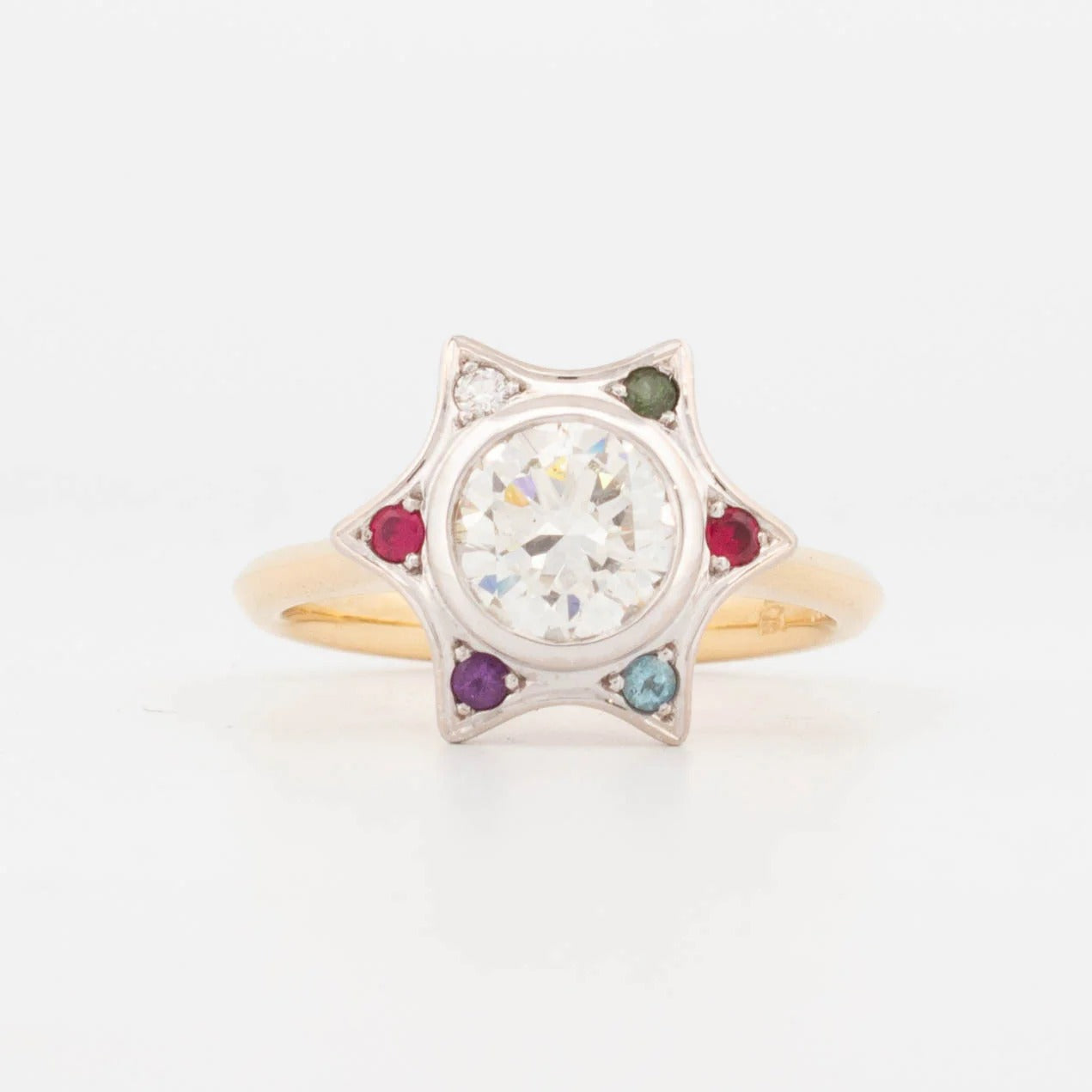 Remodeled emerald and diamond ring in rose and white gold