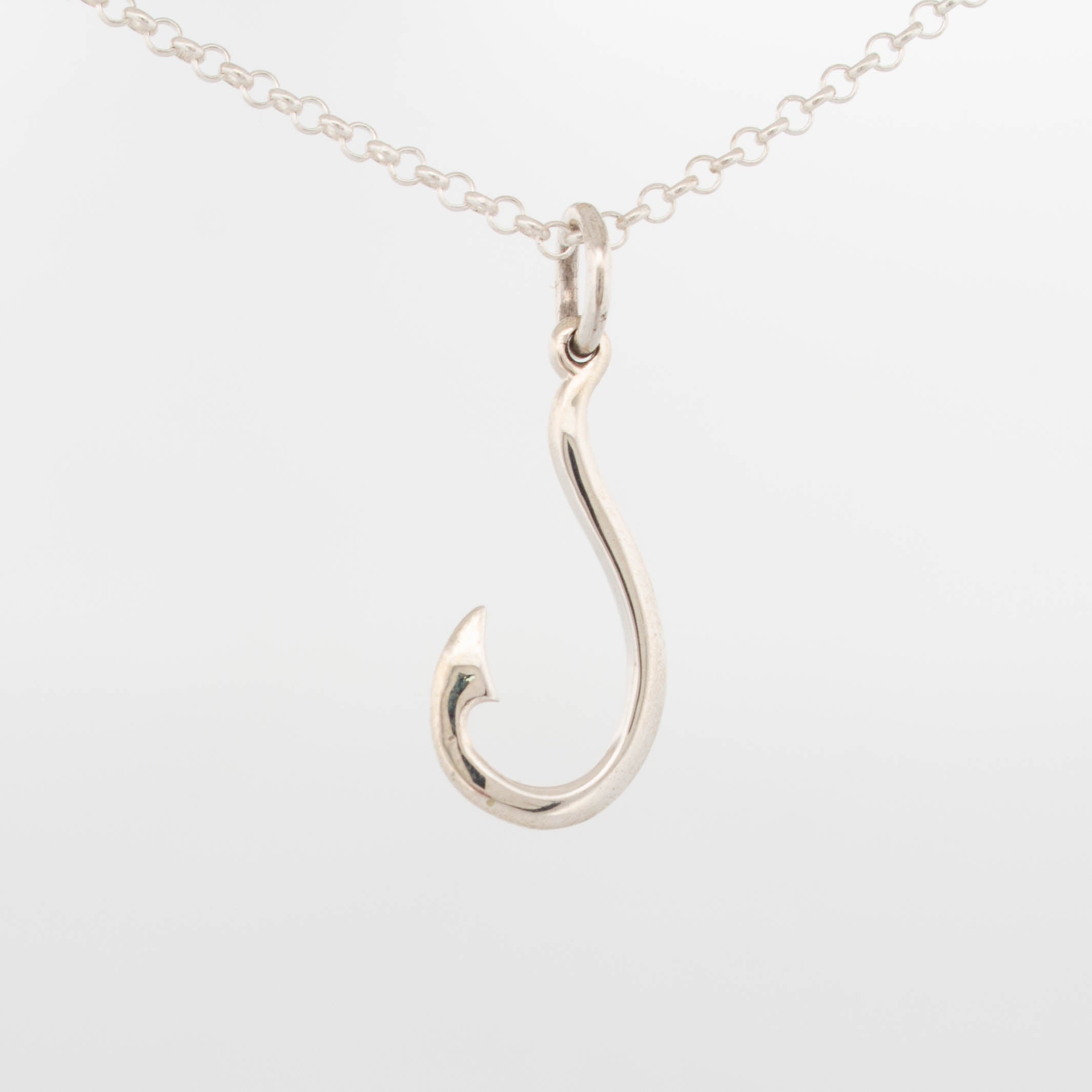 Fish Hook Pendant with silver chain