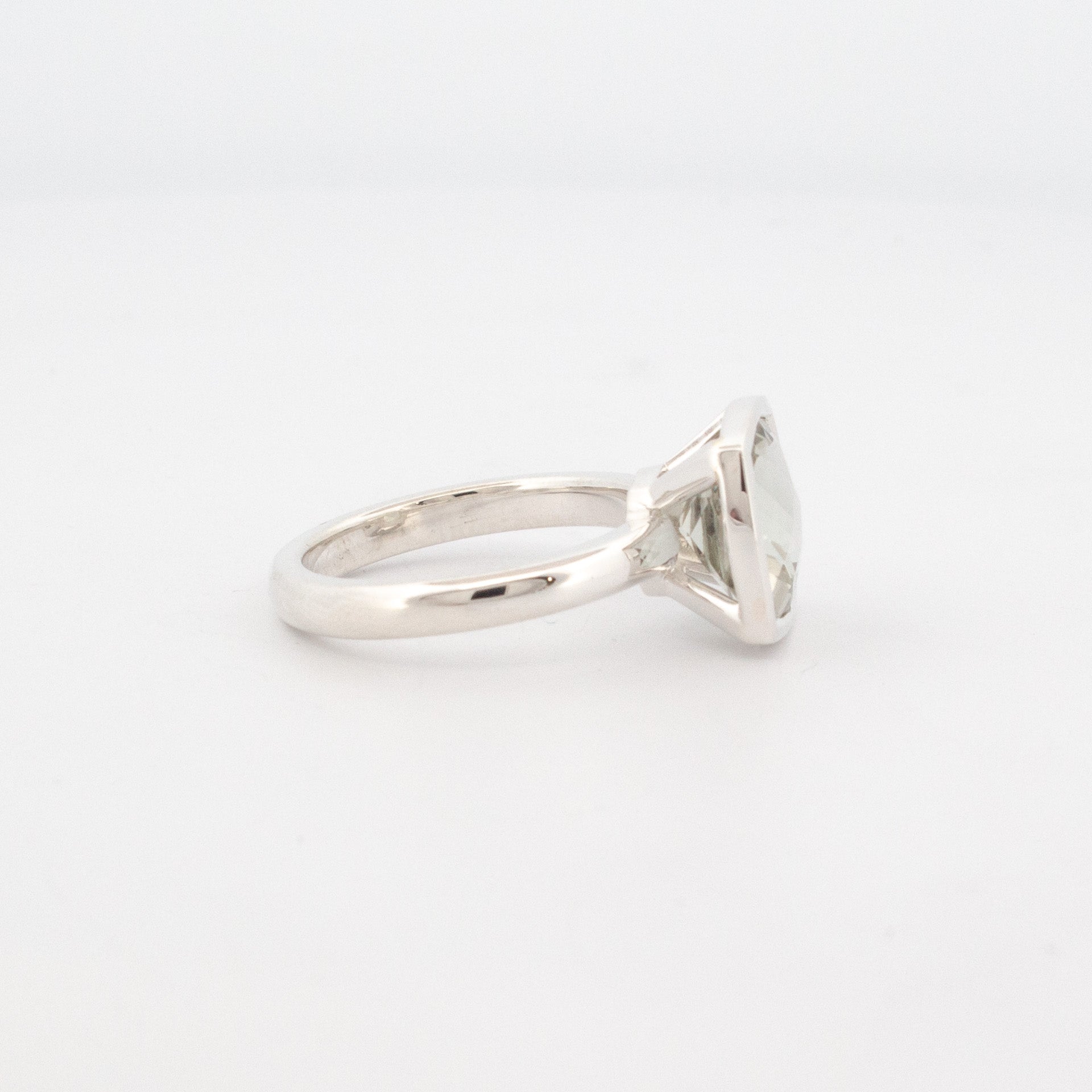 Cushion Cut Green Amethyst Ring