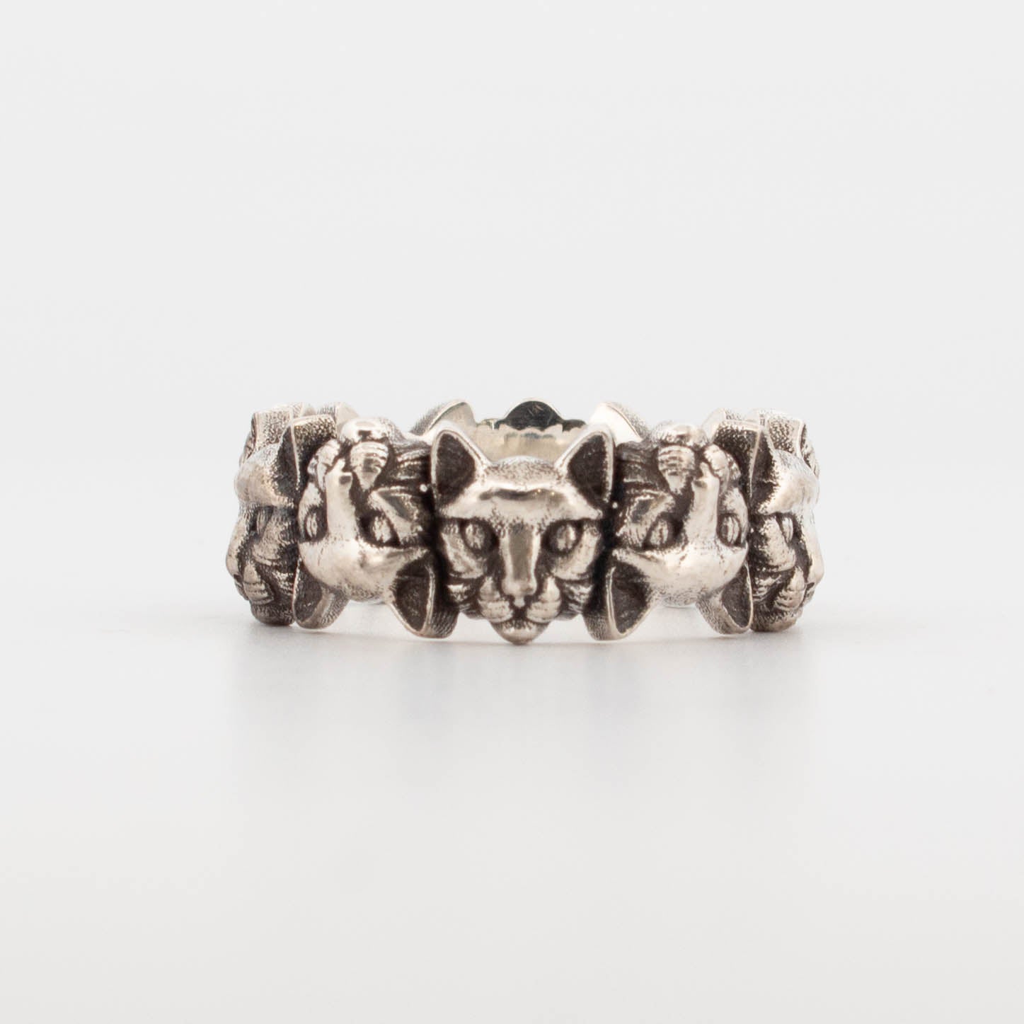 Cat Head Silver Ring