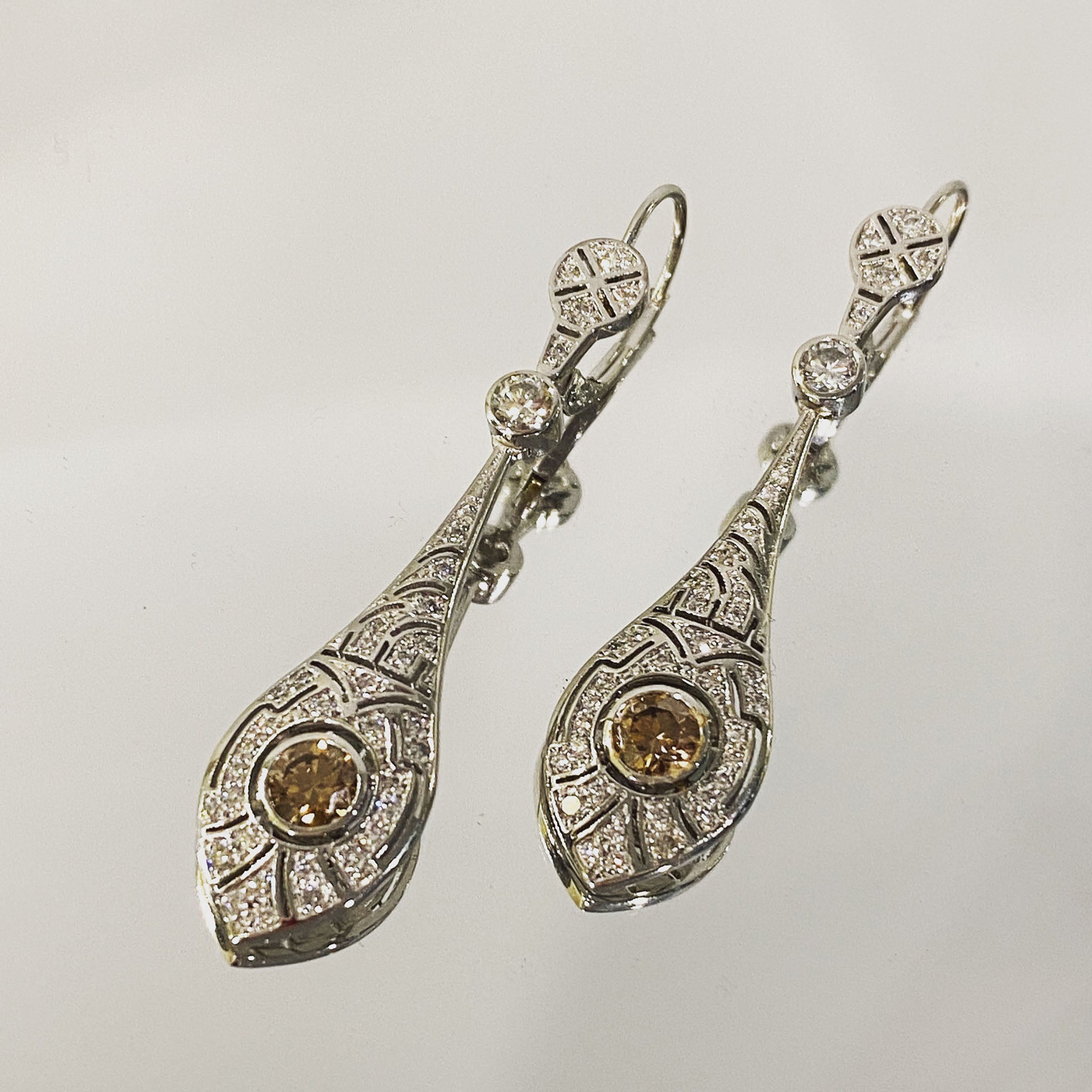 Art Deco Platinum Earrings