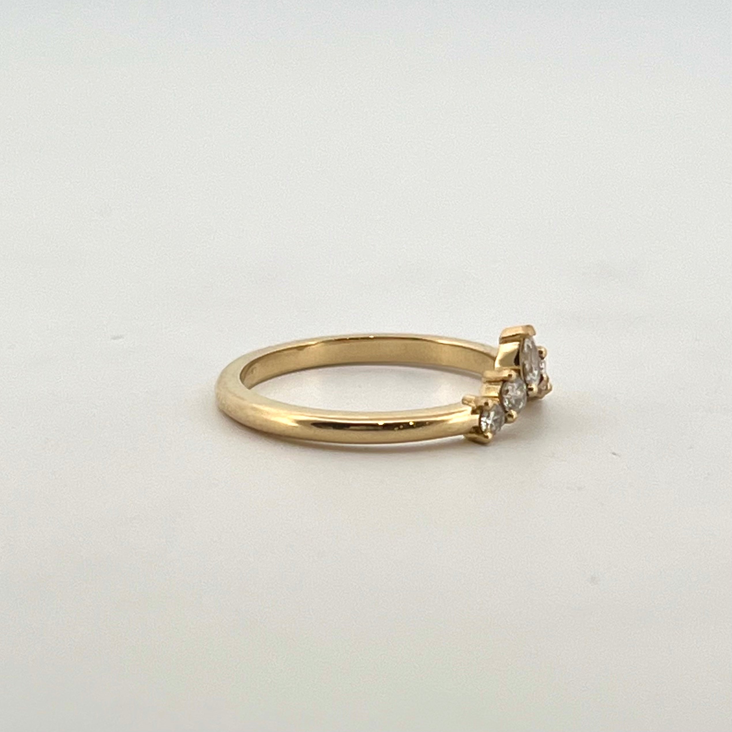 18ct yellow gold crown ring with graduating brilliant cut and pear shaped diamonds, customisable gemstone stacking ring