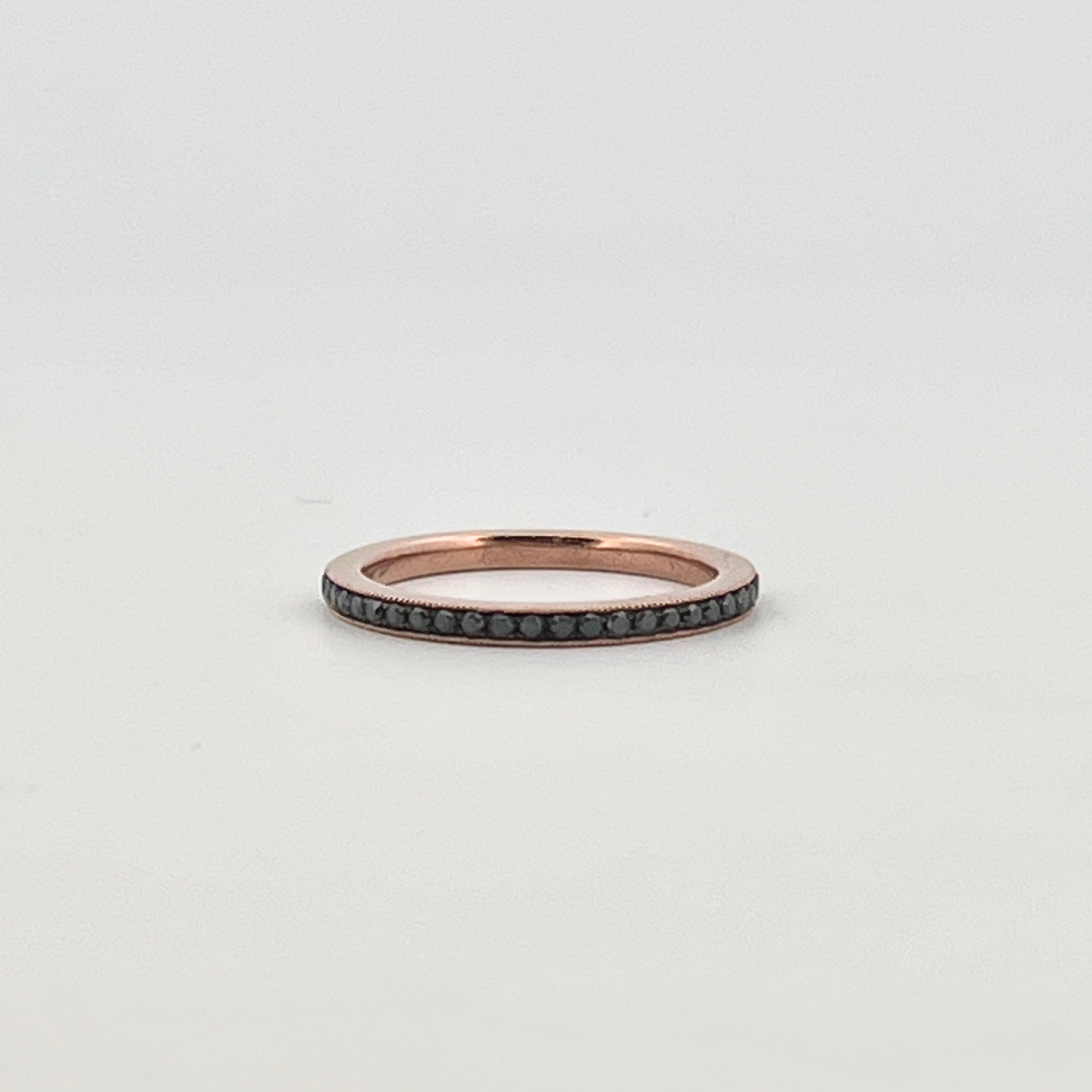 9ct rose gold pavé band with black diamonds.