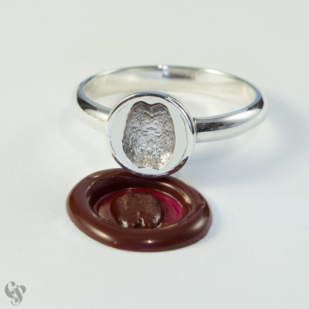 Sterling Silver Wax Seal Brain Ring